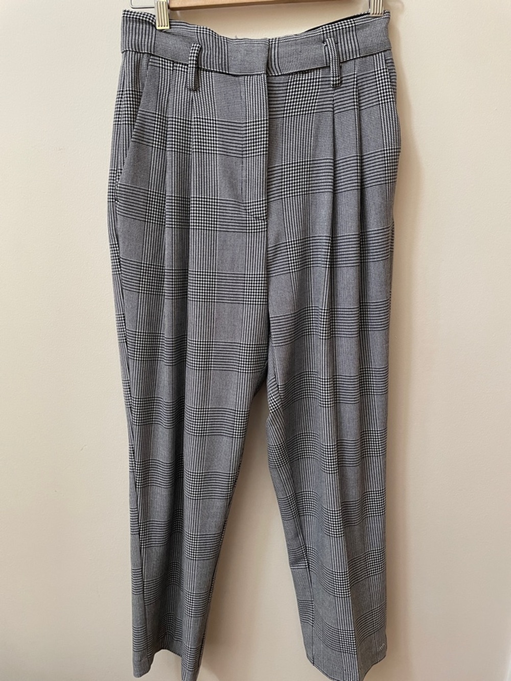 H&M Grey Glen Plaid Pleated Trousers
